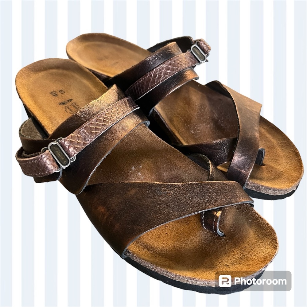 NAOT Bronze Leather Slide Comfort Sandals